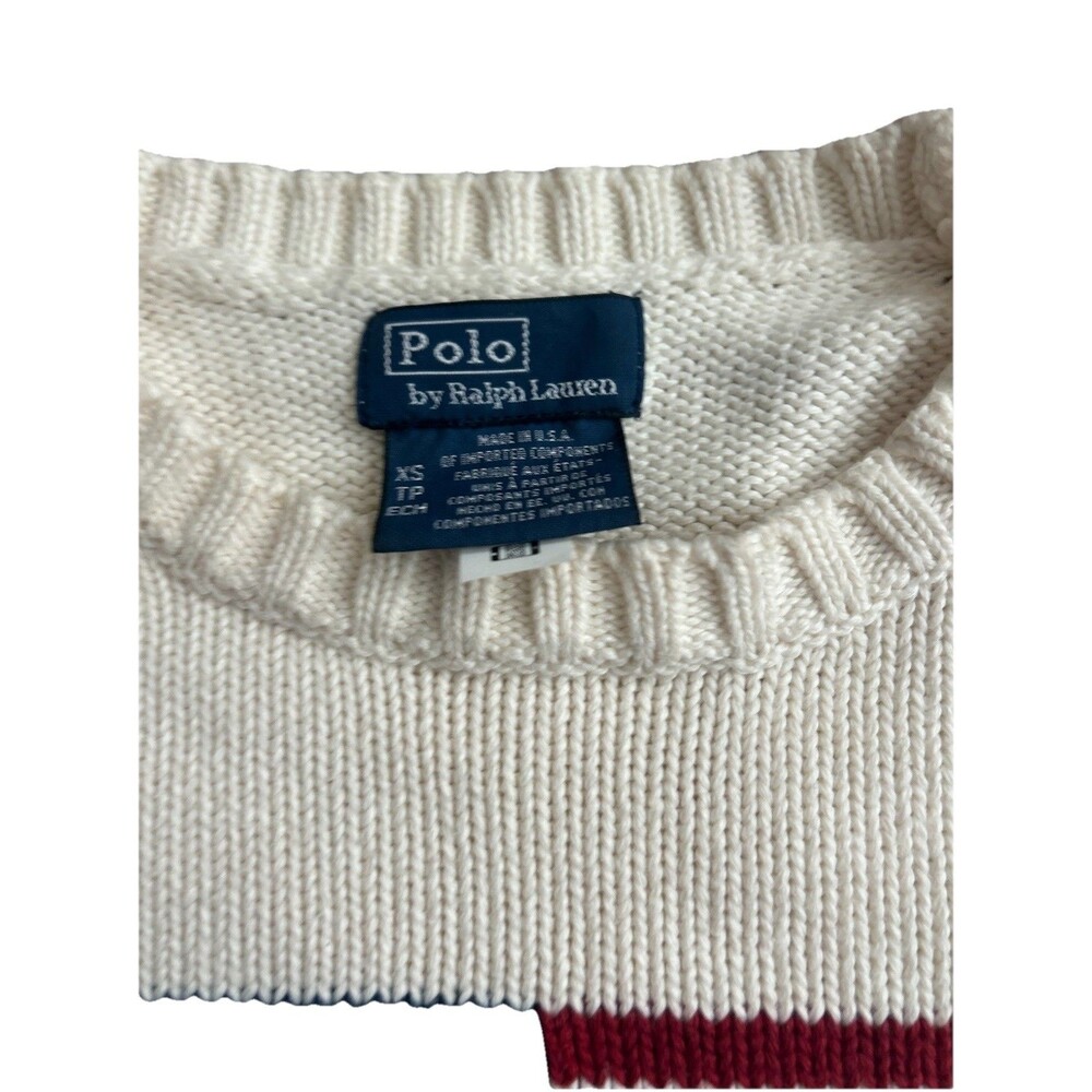 Polo by Ralph Lauren Cream Sweater with American Flag - Picture 3 of 10